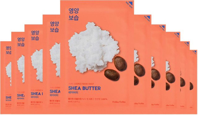 HOLIKA HOLIKA Pure Essence Mask Sheet Sheabutter, 10 Stück, für trockene und empfindliche Haut - Bild 1