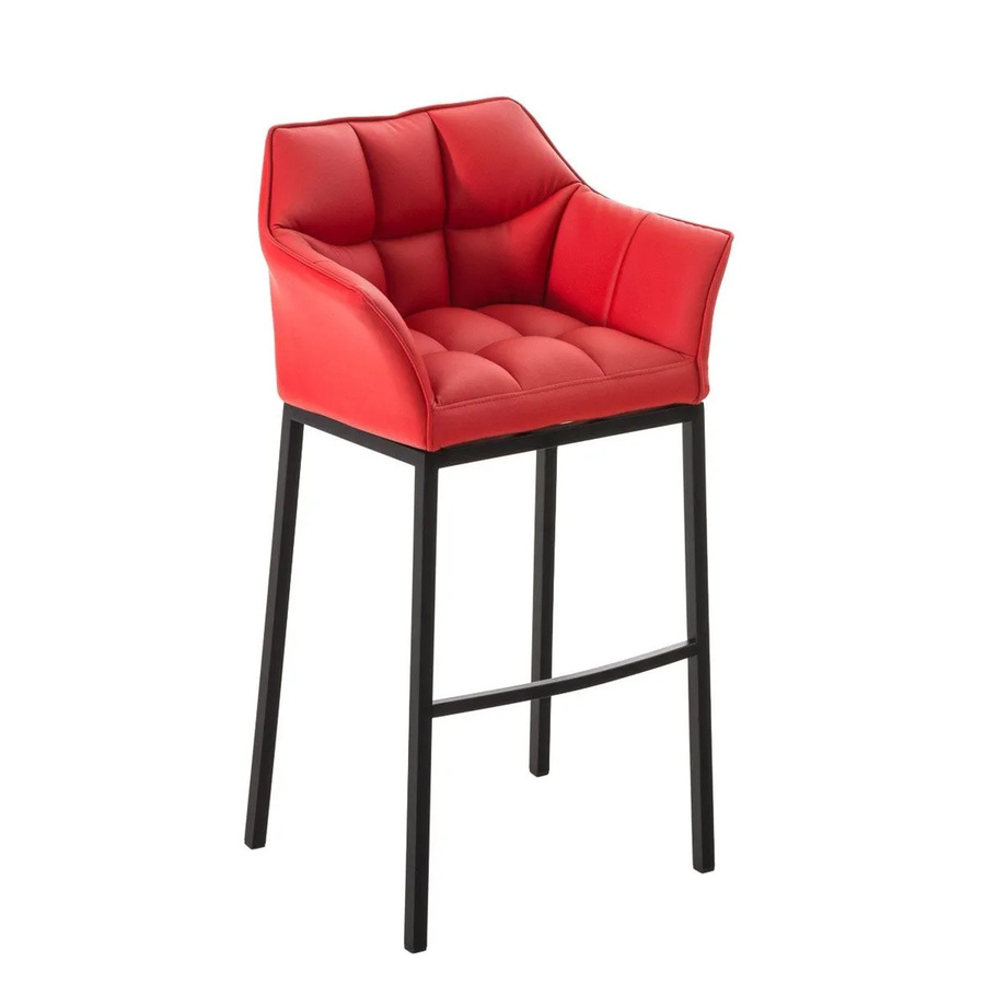 DELUKE Barhocker GIBEL Tresenhocker aus Kunstleder in Rot mit Lehne, B/T/H: 64 x 48 x 110 cm - Bild 2