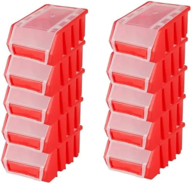 PROREGAL SuperSparSet 10x Sichtlagerbox mit Deckel aus Polypropylen, Farbe Rot, H x B x T: 7,5 x 11,6 x 16,1 cm - Bild 1