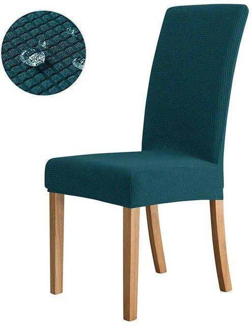 Wasserdichter und elastischer Jacquard-Stuhlbezug von BC-Warm Home in Petrol für Esszimmerstühle - Bild 1