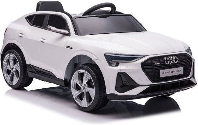 ES-Toys Audi E-Tron Kinder Elektroauto mit EVA-Reifen und Fernbedienung weiss ab 3 Jahren - Bild 1