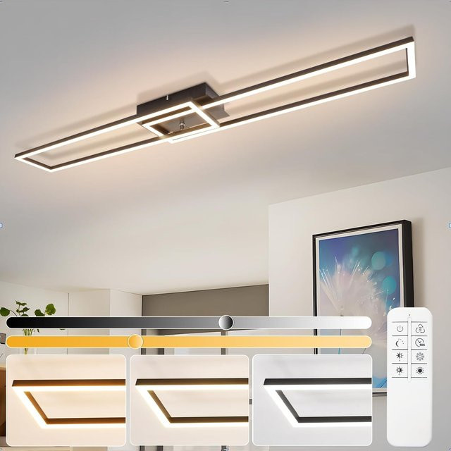 Moderne LED Deckenlampe von Nettlife in Schwarz, 36W dimmbar mit Fernbedienung für Wohnzimmer, Küche und Schlafzimmer - Bild 1