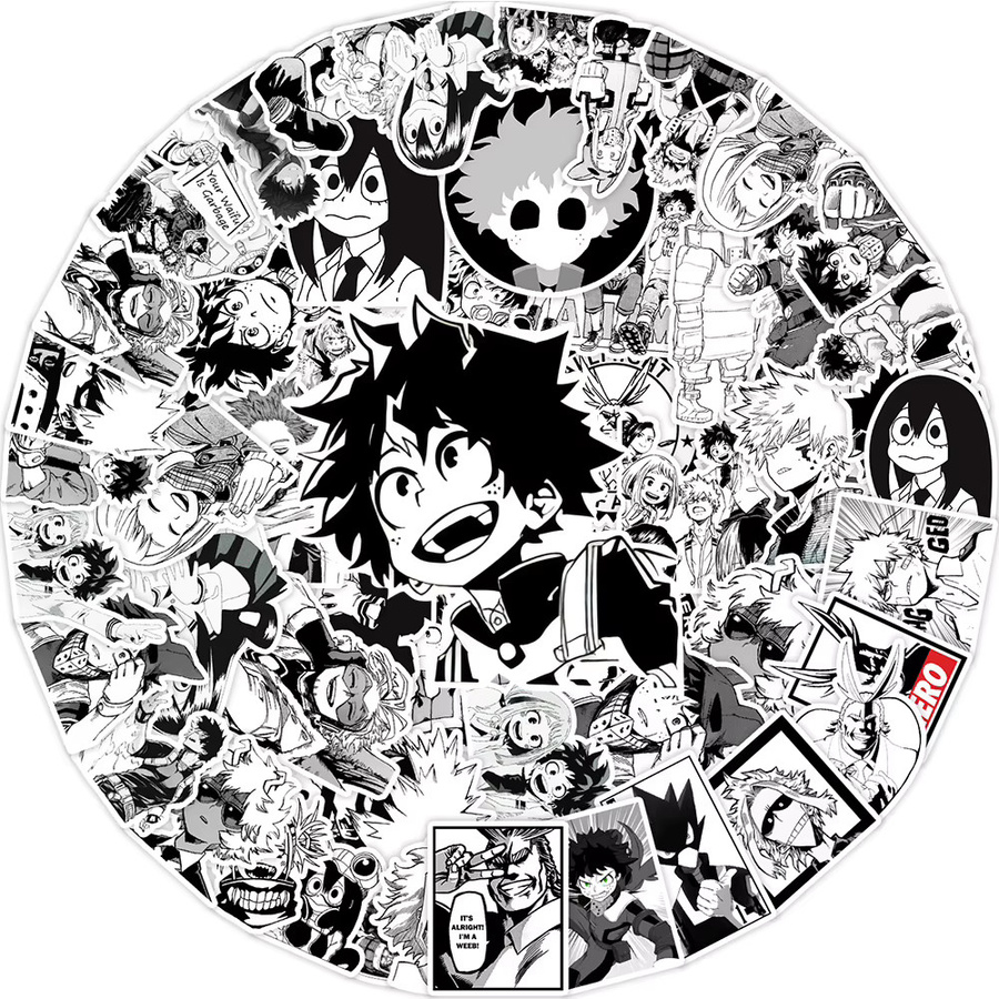Bandai My Hero Academia Anime Aufkleber, Schwarz-Weiß, Manga-Sticker - Bild 2
