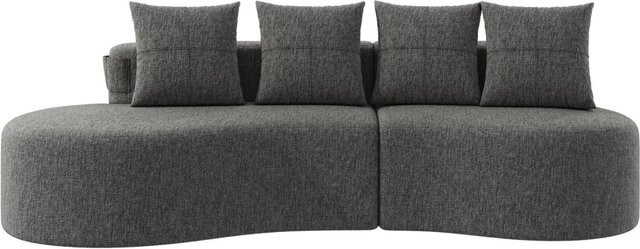 PXloue Stoffsofa in Dunkelgrau mit 4 Kissen, Becherhalter und Seitentaschen für dein Wohnzimmer - Bild 1