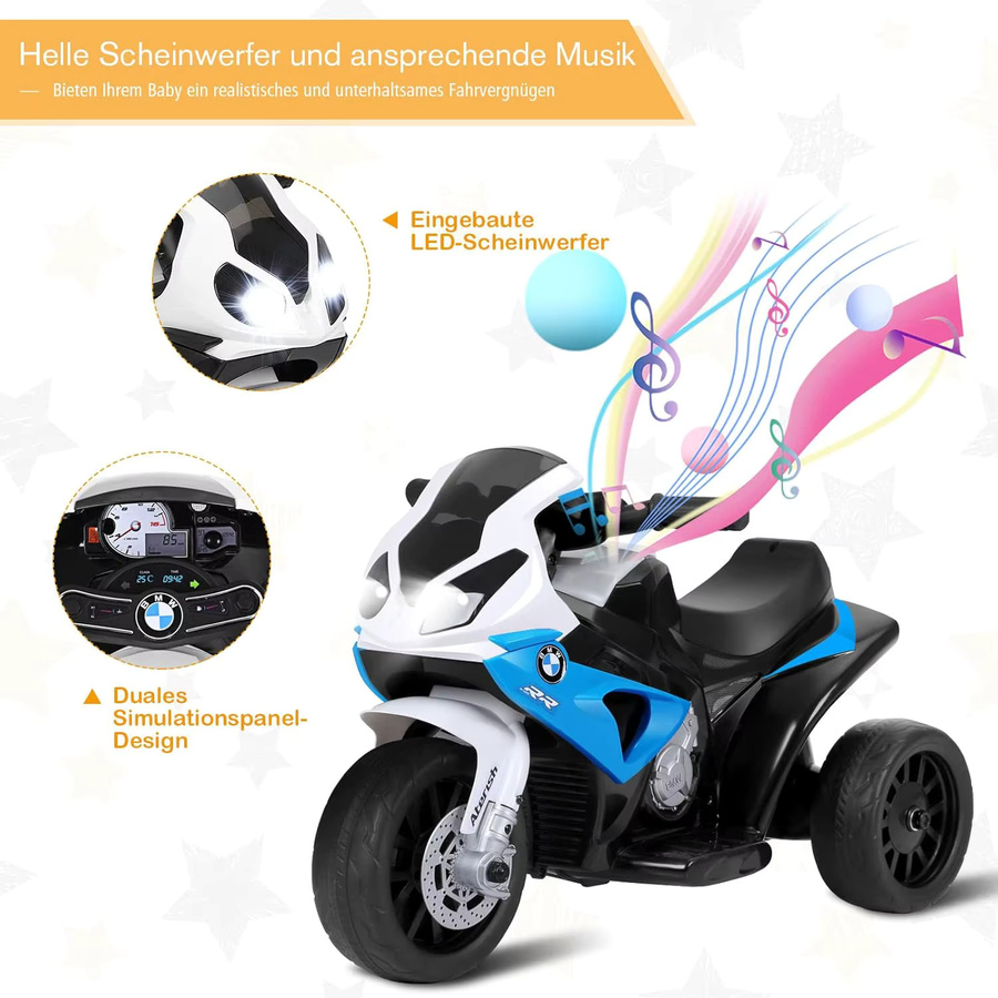 BMW Elektro-Motorrad, Dreirad-Kindermotorrad, Blau, mit Musik und Scheinwerfer - Bild 5
