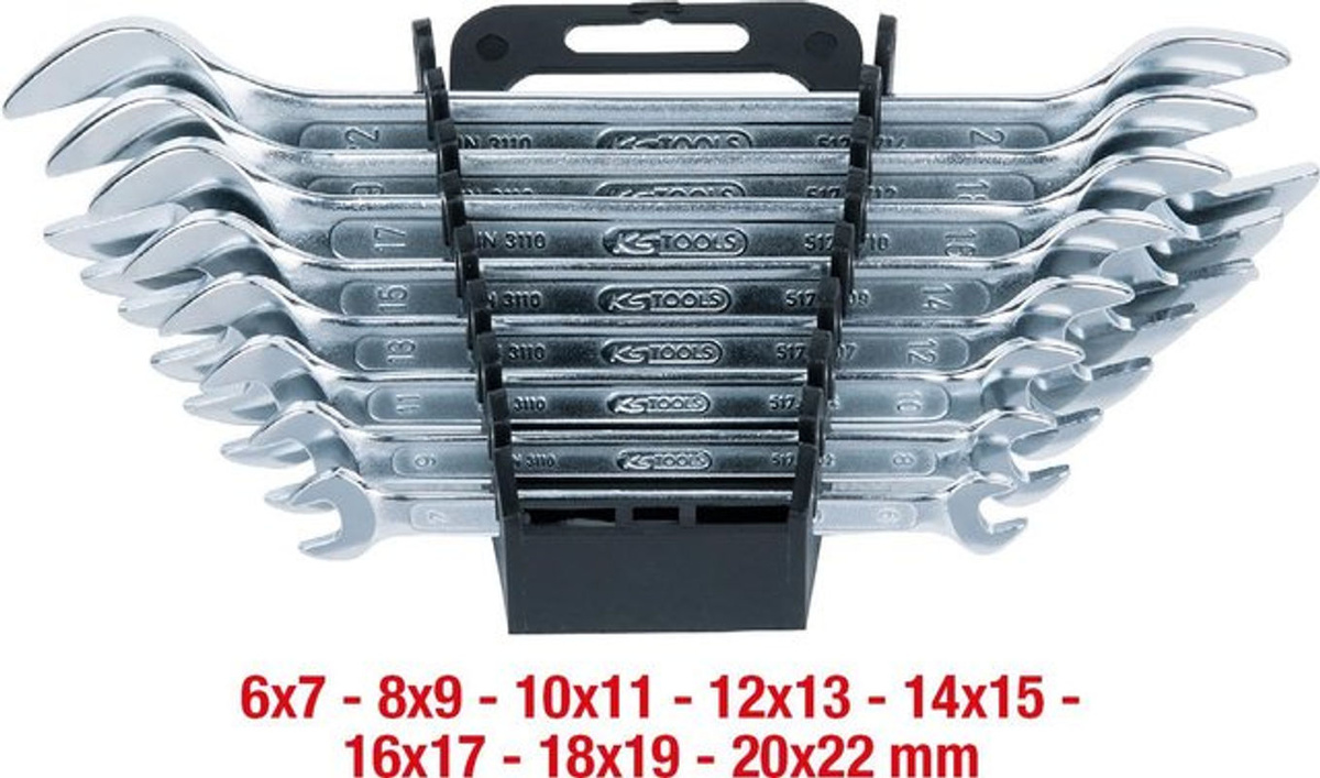 KS Tools Classic Doppel-Maulschlüssel-Satz aus Chrom-Vanadium, 8-teilig, Farbe: Silber, Schlüsselweite: 6x7-20x22mm - Bild 5