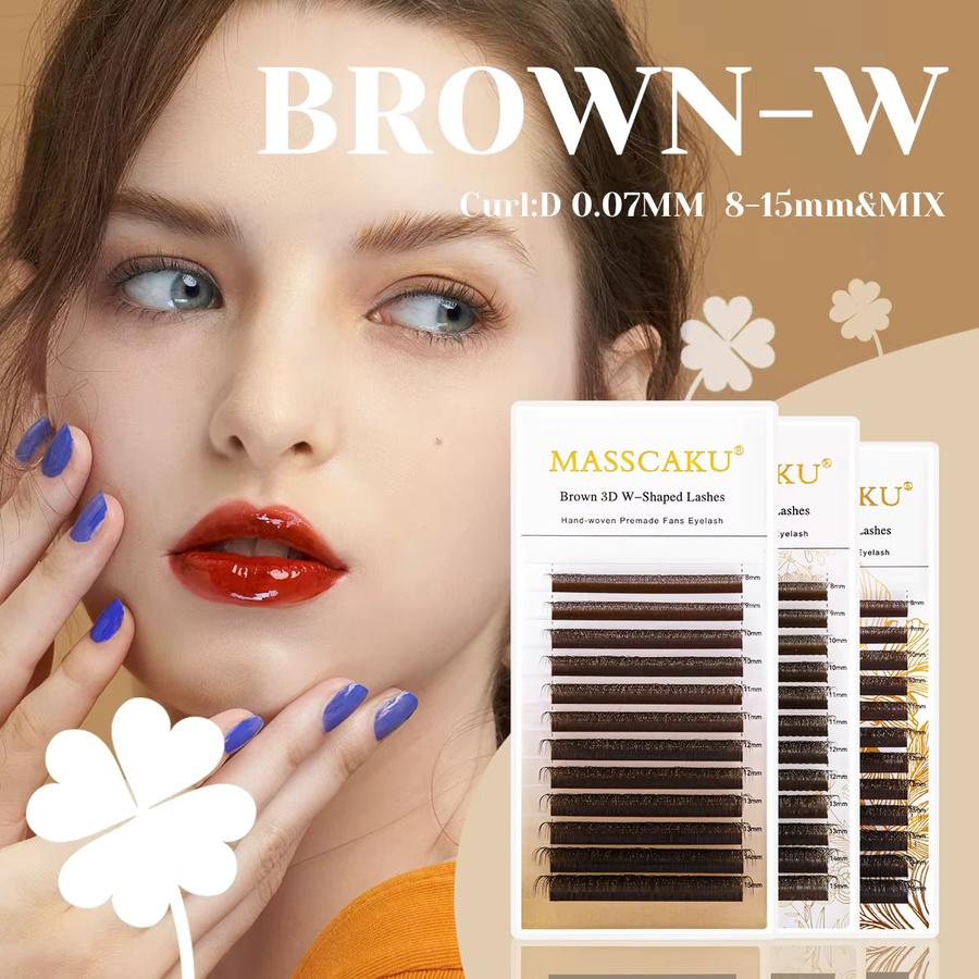 MASSCAKU Wimpernverlängerung, Brown, synthetisch, gemischte Länge - Bild 2