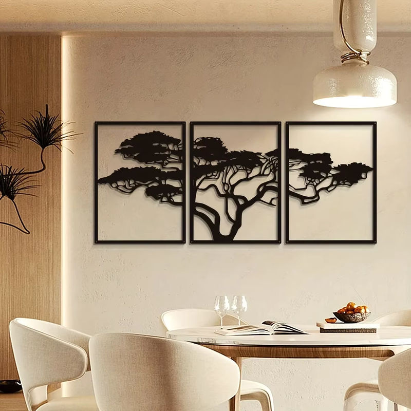 3er Set Wandkunst Baum des Lebens aus Metall in Schwarz von CIFBUY als hängende Wanddekoration - Bild 5