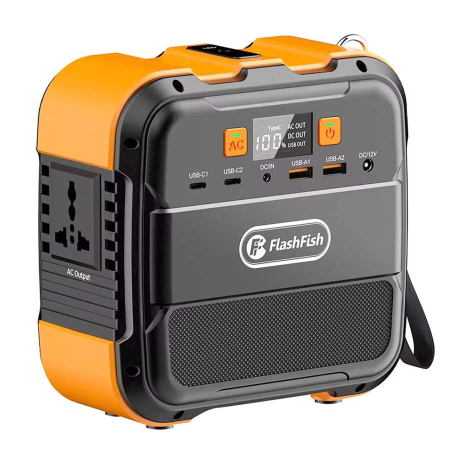 Tragbare Powerstation FlashFish A101 Solargenerator mit 120W Spitzenleistung, 98Wh Kapazität und Mehrfach-Ausgangsanschlüssen in Schwarz-Orange - Bild 9