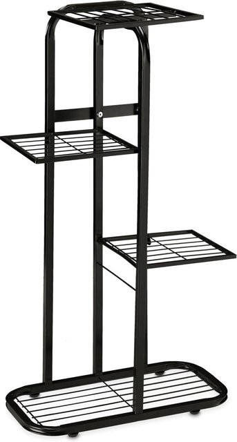 Relaxdays Blumentreppe aus Stahl in Schwarz mit 4 Etagen, Höhe: 81 cm, Breite: 44 cm, Tiefe: 24,5 cm - Bild 1