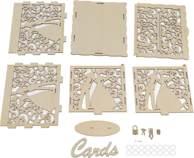 GoolRC DIY Hölzerne Hohlbox als Geschenkkarte Geldhülle für Hochzeitsrezeptionen in Grau - Bild 1