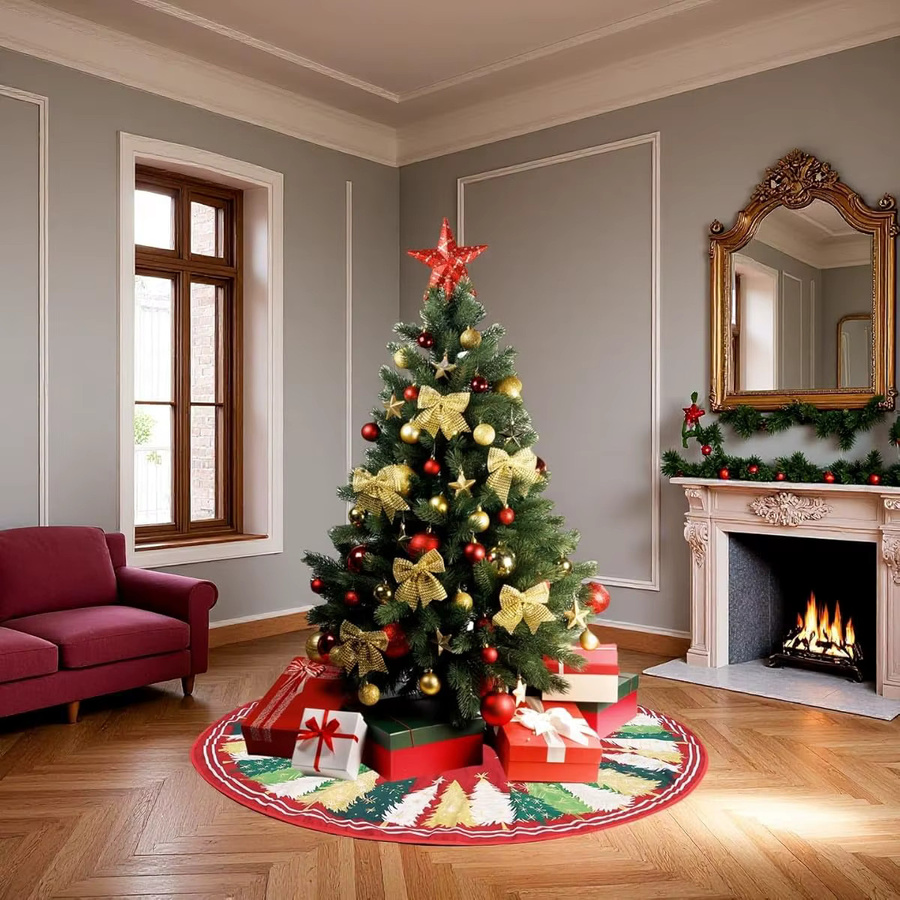 VIKAMA Weihnachtsbaumrock in Rot für deine festliche Weihnachtsdekoration - Bild 2