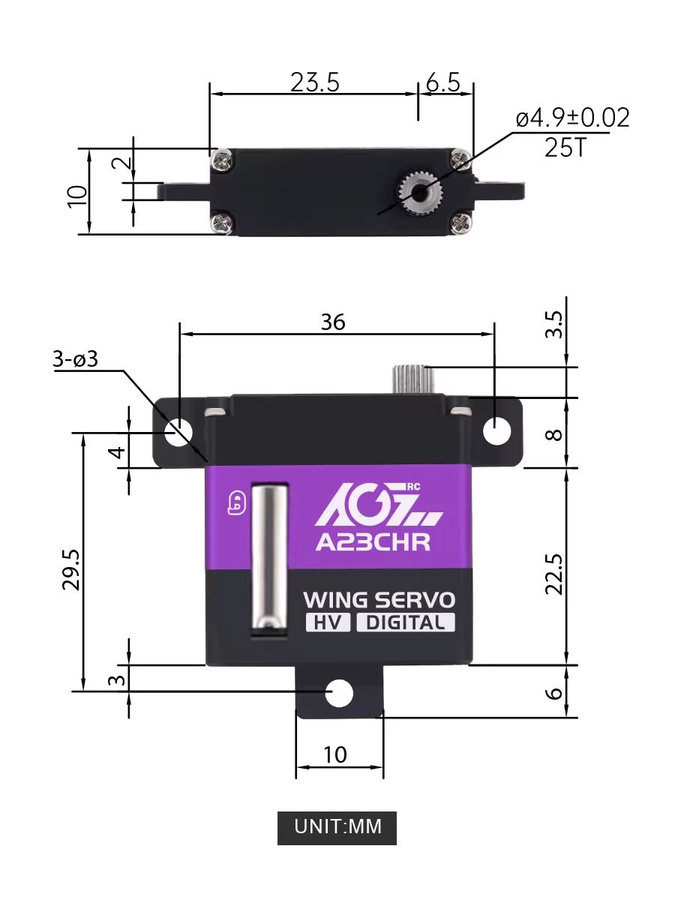 AGFRC A23CHR Hochprogrammierbares kernloses digitales Servo für RC-Helikopter - Bild 3