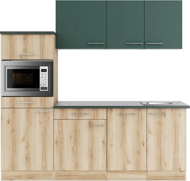 Optifit Küchenzeile KPSL 2181OE-9+ in Steingrün und Wildeiche Nachbildung, Breite: 210 cm - Bild 1