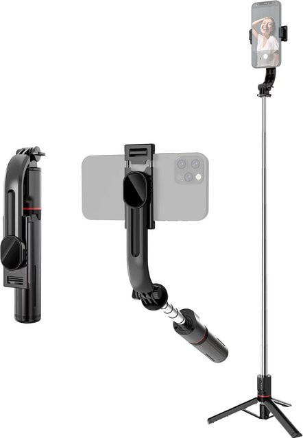 Andoer Multifunktions-Selfie-Stick und Desktop-Stativ mit Teleskopstange, 45,6 Zoll, Schwarz - Bild 1