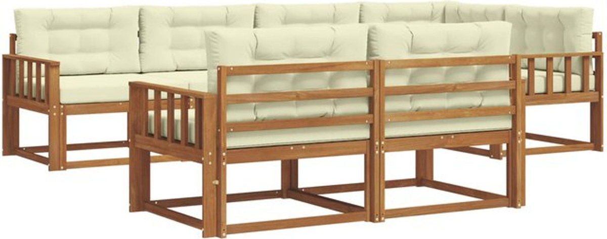 7-teilige Outdoor-Sofagarnitur aus Akazien-Massivholz mit Kissen in Natur und Beige von vidaXL - Bild 1