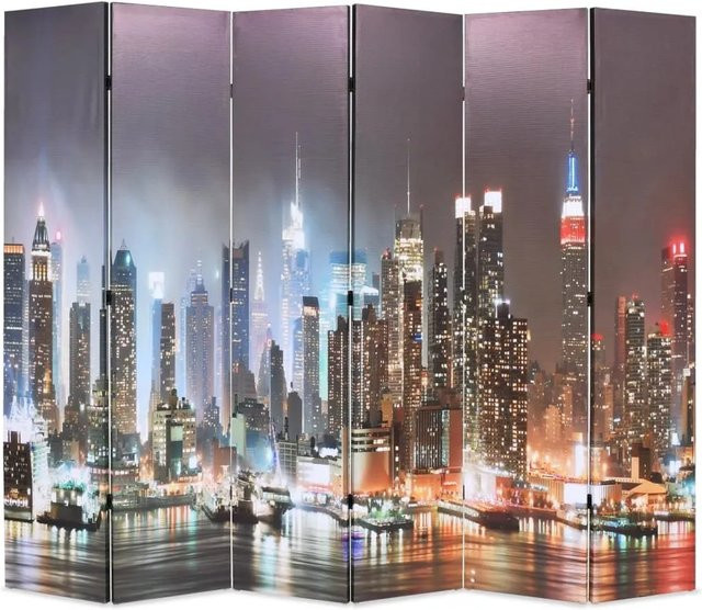 vidaXL Raumteiler klappbar New York bei Nacht in Mehrfarbig, B/H: 228 x 170 cm - Bild 1