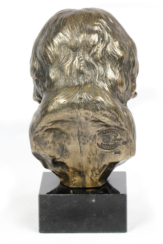 Art-Dog Hundestatue Tibet Terrier Tsang Apso Dokhi Apso als Skulptur auf Steinsockel in Braun - Bild 5
