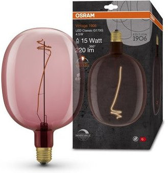 Osram Vintage 1906 LED-Lampe Retro E27 in Pink mit warmweißem Licht, 4,5W und 220lm - Bild 1