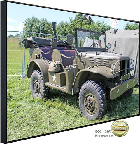 papermoon Infrarotheizung EcoHeat Vintage Militär Jeep in Bunt mit Matt-Effekt, App-Steuerung und Überhitzungsschutz - Bild 1