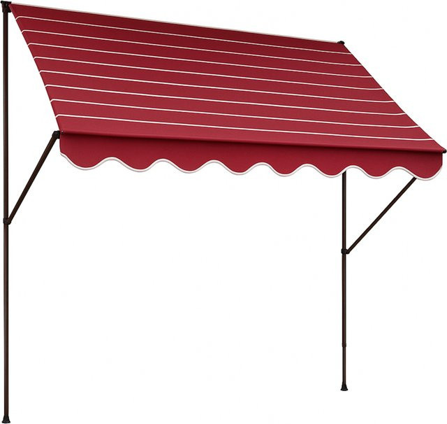 Angerer Klemmmarkise in Bordeaux mit beige Nadelstreifen, Breite: 150 cm - Bild 1