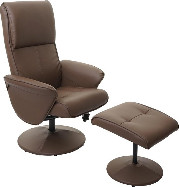 MCW Relaxsessel Stockholm mit Hocker aus Kunstleder in Taupe - Bild 1