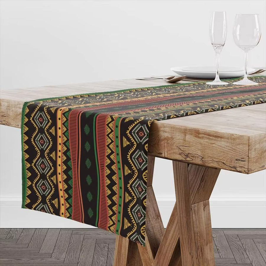 VIKAMA Tischläufer im afrikanischen Stammes-Design, Multicolor, Retro-Dekoration - Bild 2