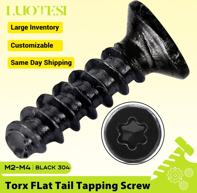 LUOTESI Torx Senkkopf-Blechschraube aus Edelstahl in Schwarz M2.3 - Bild 1