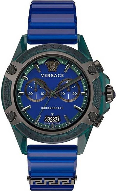 Versace Chronograph, Quarz, Kunststoff, Blau, 44 mm, Unisex - Bild 1