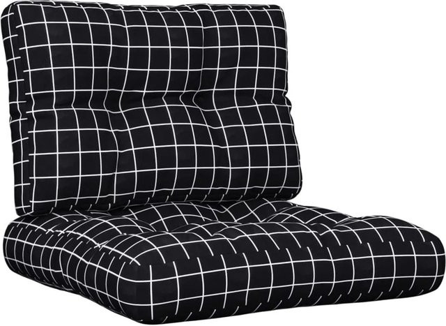 vidaXL Palettenkissen 2-teilig Schwarz Karomuster aus Polyester, wasserabweisend und UV-beständig, B/T/H: 60 x 40 x 12 cm - Bild 1