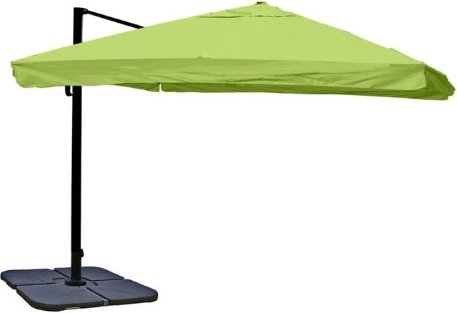 Gastronomie-Ampelschirm MCW A96 in Grün mit Ständer, Material Polyester und Alu, Durchmesser: 4,24 m - Bild 2