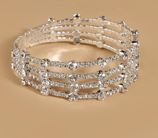 Armreif Silber, Kupfer, Strass, Zirkonia, Kristall, Damen - Bild 1