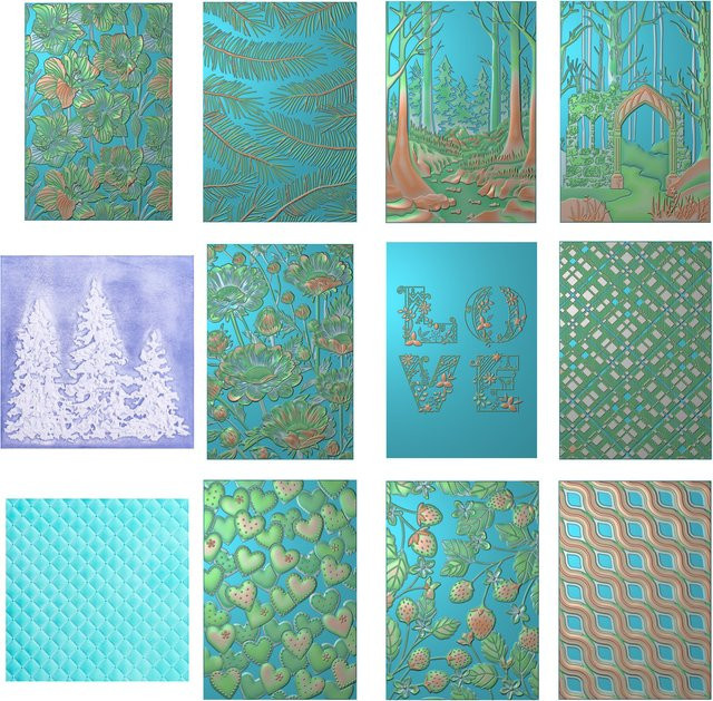 3D-Prägeordner Erdbeerherzen mit Steppdecke-Muster für DIY Scrapbooking und Bastelarbeiten in Multicolour - Bild 1