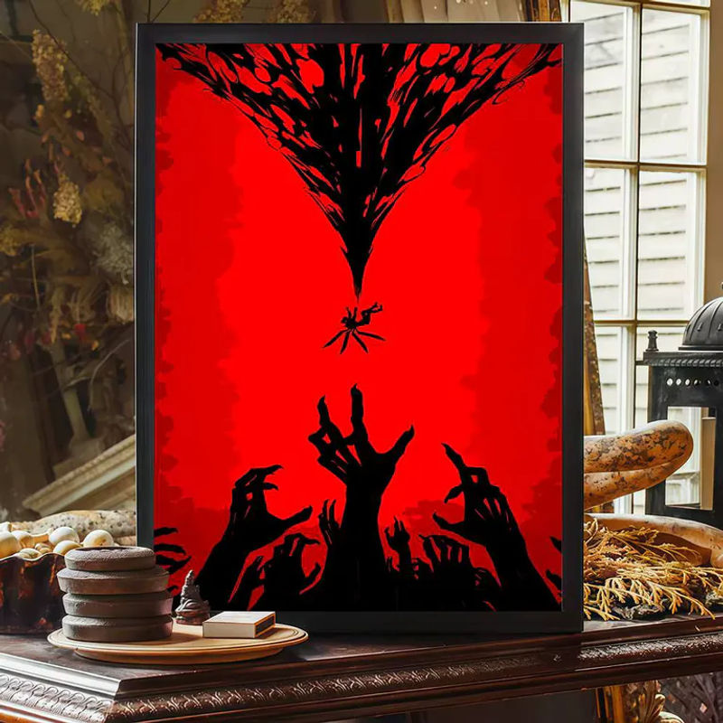 ULTRAKILL DIY Sticky Poster Vintage Kunstwerk in Weiß und Rot als abstrakte Wandmontage auf Papier - Bild 4