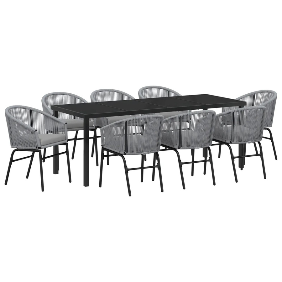 vidaXL Garten Essgruppe 9-teilig aus Poly Rattan und Stahl in Anthrazit Grau - Bild 2