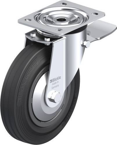 Blickle L-VPP 200R-ST-FA Lenkrolle mit Feststeller in Schwarz und Silber, Rad-Durchmesser: 20 cm, Tragfähigkeit: 205 kg - Bild 1