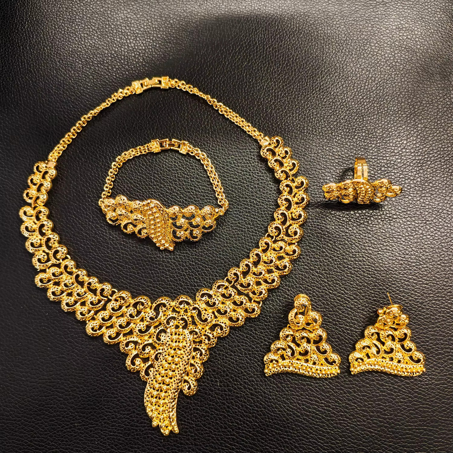 SYHOL Schmuckset, Halskette, Ohrringe, Armband, Goldfarben, Damen - Bild 3