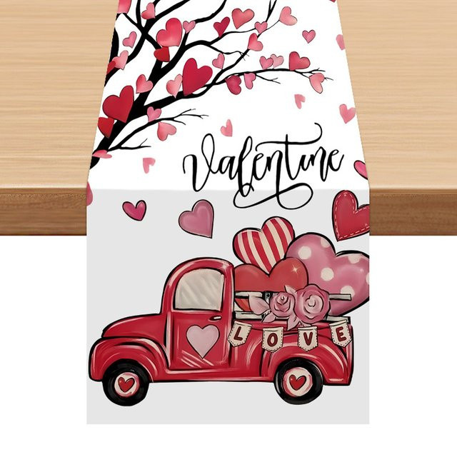 VIKAMA Tischläufer Valentinstag in Rot für Restaurant und Tischdekoration, B/T: 156 x 33 cm - Bild 1
