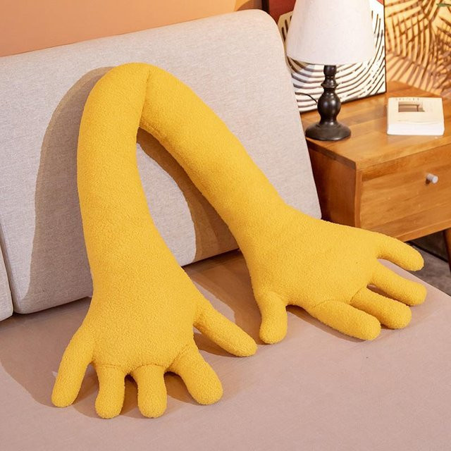 Yiran Health & Beauty Plüschkissen Handform in Gelb, 160 cm lang - Bild 1