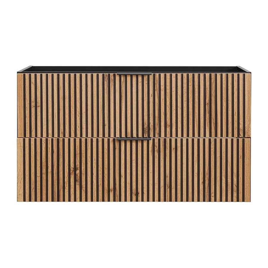 Waschbeckenunterschrank Madela von Vente-unique in Schwarz und Naturfarben Hell mit Streifenoptik, Breite: 80 cm - Bild 2