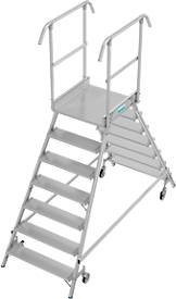 Fahrbare Podestleiter Krause Stabilo Professional aus Aluminium in Silber, 7 Stufen, Plattform B: 60 cm, T: 70 cm, Arbeitshöhe: 370 cm - Bild 1