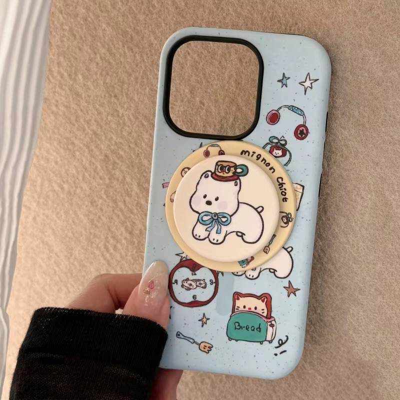Magnetischer MagSafe Griptok Ständer mit süßem koreanischem Cartoon Welpen Design für dein iPhone - Bild 4