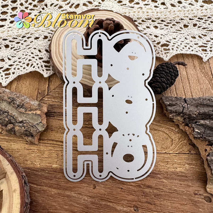 Metall Stanzformen für Scrapbooking mit Weihnachtsmotiv HOHOHO, Pinguin, Weihnachtsmann und Hirsch in Silber - Bild 4