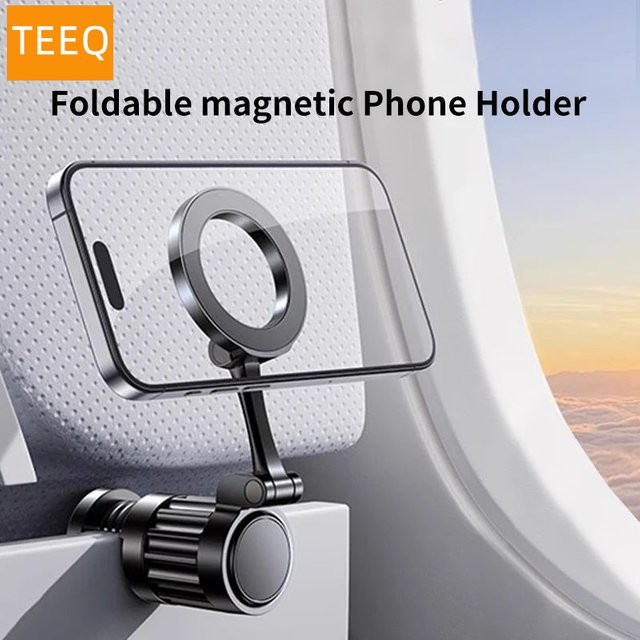 Magnetischer Flugzeug-Telefonhalter TEEQ für MagSafe, faltbarer Freisprech-Telefonständer in Schwarz, kompatibel mit iPhone 16, 15, 14 - Bild 1