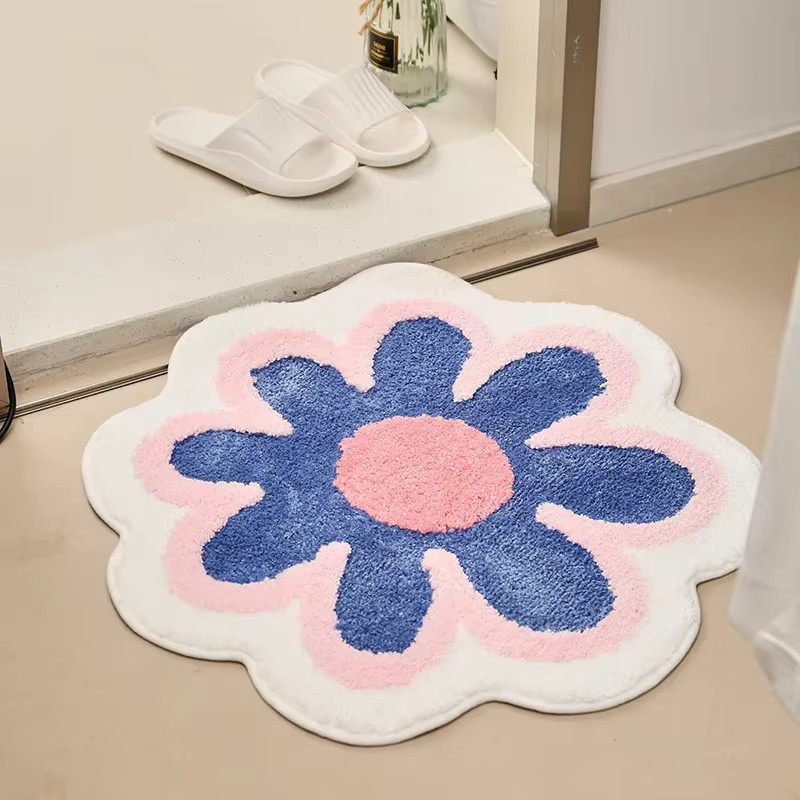 VIKAMA Teppich mit Blumenmuster in Cashmere-Optik, rutschfeste und saugfähige Matte für Wohnzimmer, Schlafzimmer oder Badezimmer - Bild 2