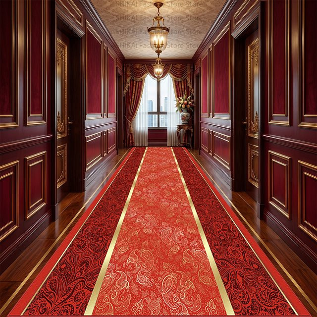 LYAHKAE Teppichläufer im orientalischen Palaststil, Rot, Rutschfest und Pflegeleicht, B/T: 60 x 200 cm - Bild 1