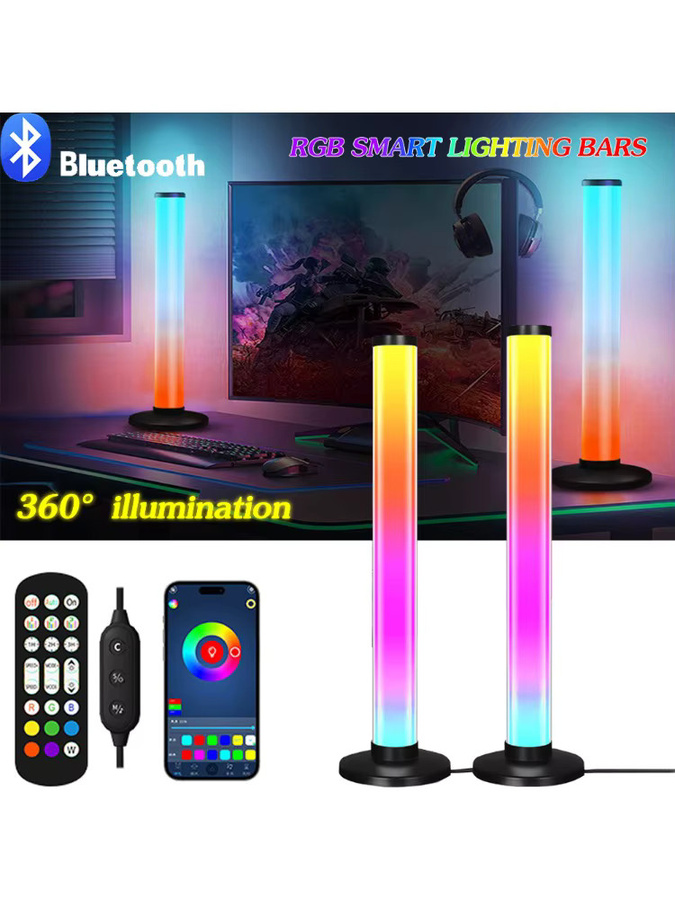 YSRSAI RGB LED Musik Rhythmus Lichtleiste für Desktop und Monitor, 360° Omnidirektional, Schwarz, Multicolour - Bild 7