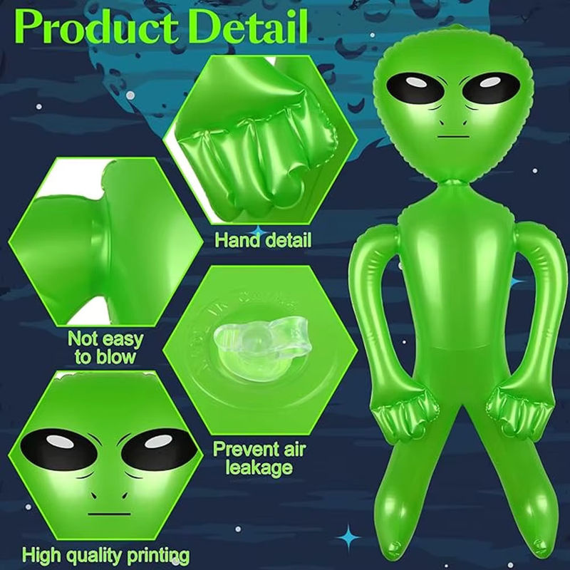 Aufblasbarer Jumbo-Alien aus Kunststoff als grüne Partydekoration für Geburtstag und Halloween - Bild 3