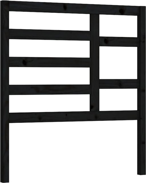 vidaXL Bett-Kopfteil aus Kiefer-Massivholz in Schwarz mit rustikaler Optik, B/T/H: 96 x 4 x 104 cm - Bild 1
