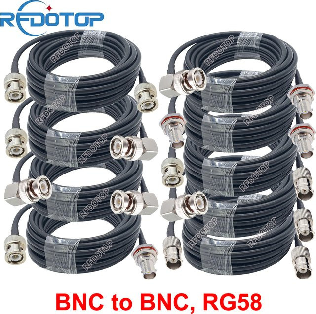 RFDOTOP Q9 BNC auf BNC Koaxialkabel Verlängerung Pigtail Crimp 50 Ohm RG58 Schwarz - Bild 1